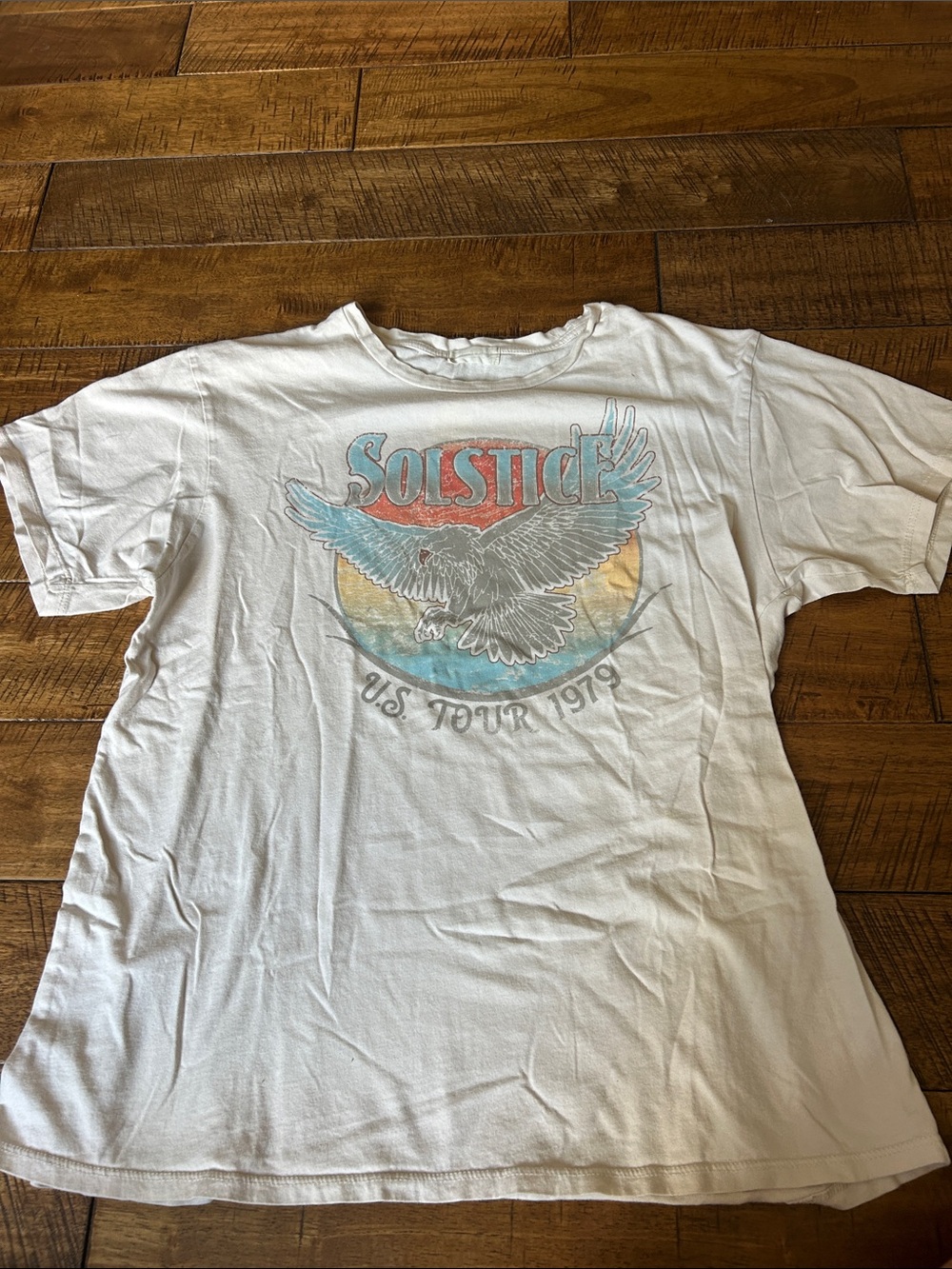 Solstice White Graphic Tee with Multicolor Eagle Print